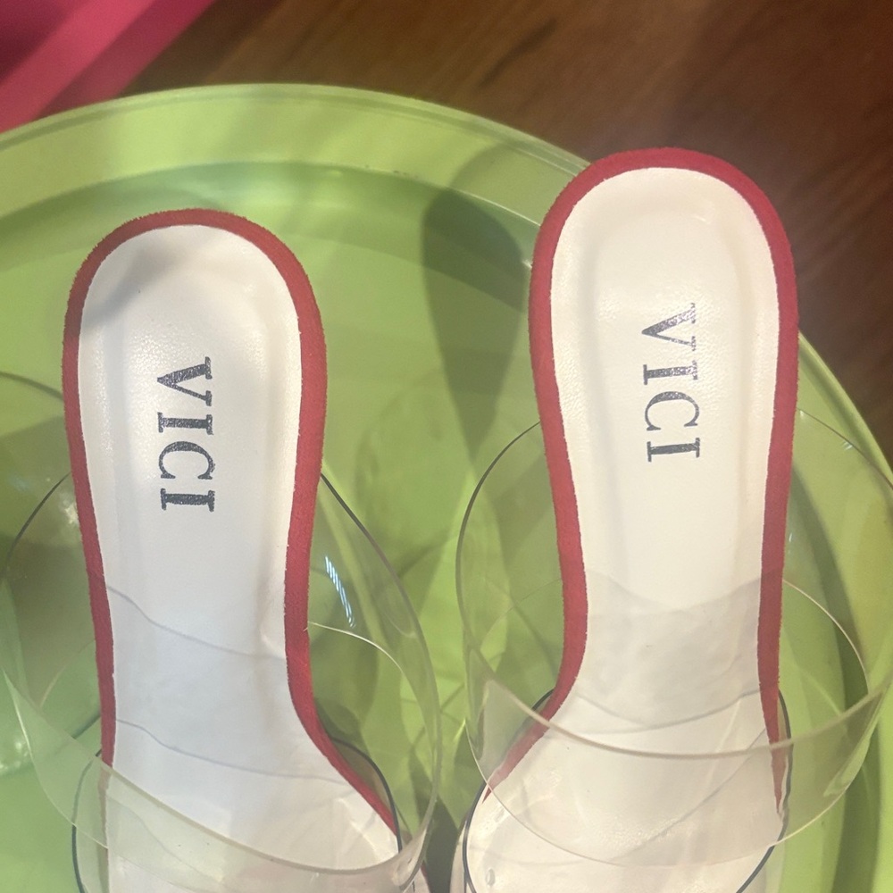 Vici Red and Clear Heels - Picture 2 of 3